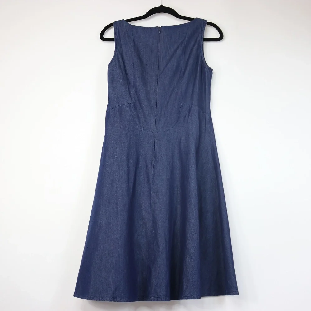 Zara Basic Denim Blue Couture A Line Dress - Picture 3 of 3